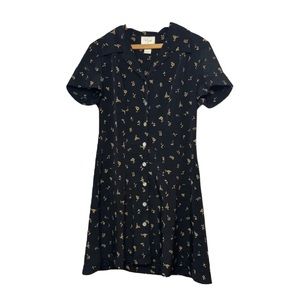 Vintage Floral Midi Button-Up Dress